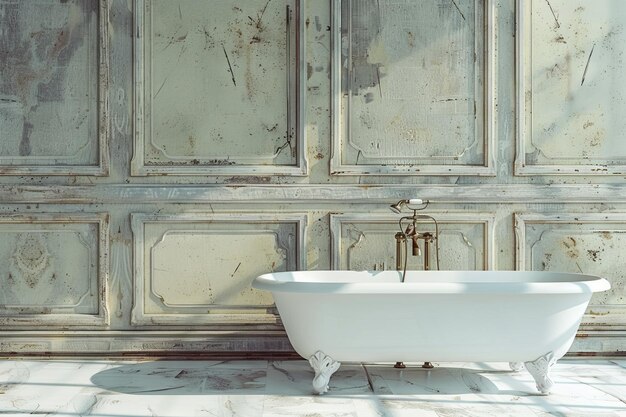 Photo white tub in a vintage bathroom