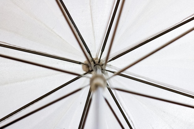 White umbrella bottom view close up background