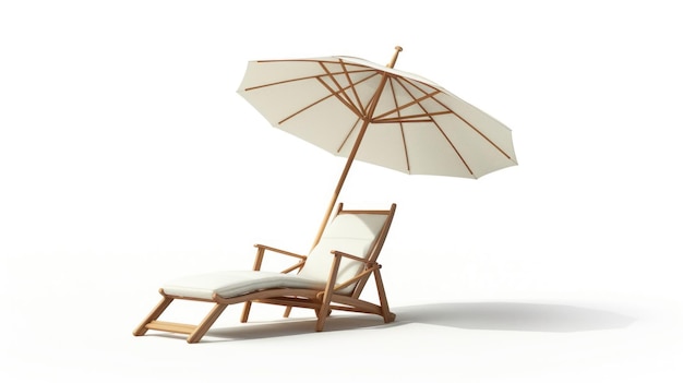 White umbrella is shading lounge chair