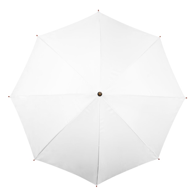 White umbrella isolated on white background flat lay