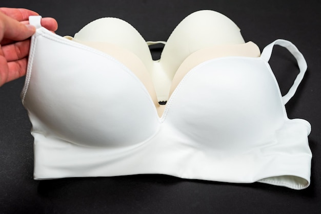 White underwear bra isolated on black background