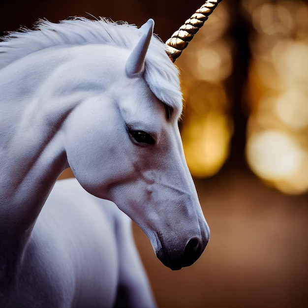 White unicorn portrait fantasy photomontage