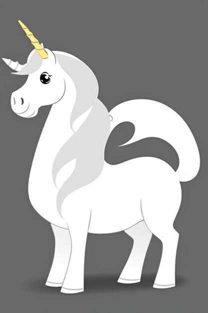 a white unicorn with a gold horn on its head