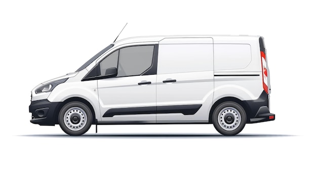 A white van is parked on a white background