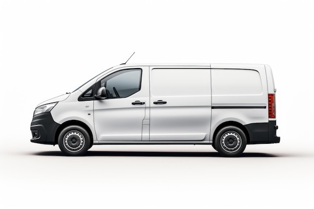 A white van is parked on a white background