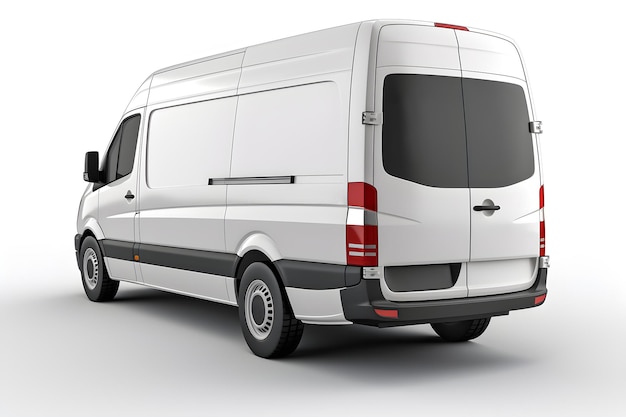 A white van with on white background