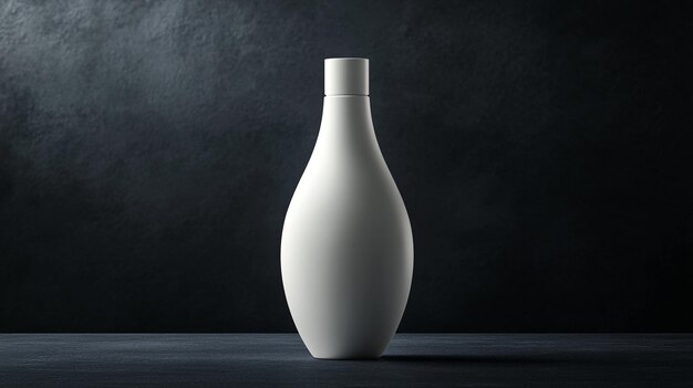 Photo a white vase is on a black background with a black background behind it