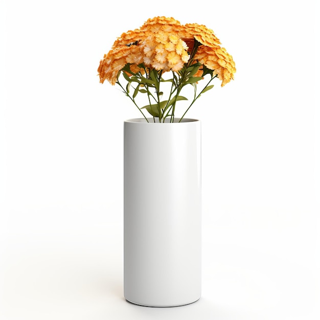 Photo a white vase with a bunch of flowers on it