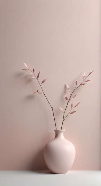 Photo a white vase with a few flowers in it