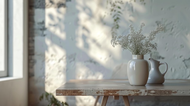 a white vase with flowers in it and a white vase with the words  spring  on it