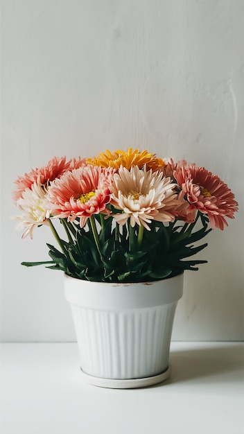 a white vase with flowers in it and the word quot z quot on it