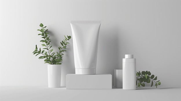 a white vase with greenery on the shelf