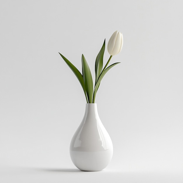 Photo a white vase with a white tulip in it