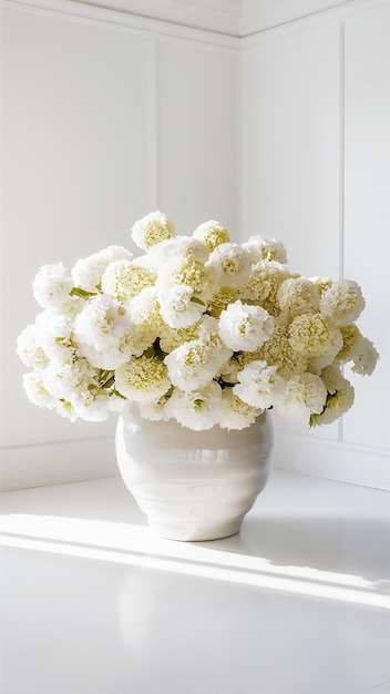 a white vase with a white vase with flowers in it