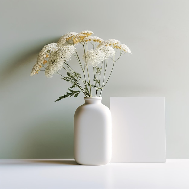 Photo a white vase with yellow flowers in it and a white box on the table