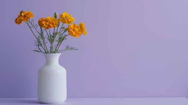 Photo a white vase with yellow flowers in it and the word  i think  on it