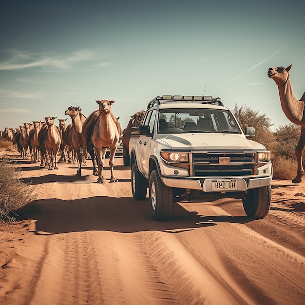 Photo a white vehicle with a license plate that says camels on it