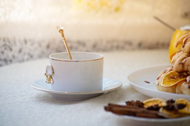 White vintage cup in natural light