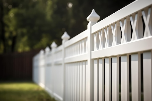 White vinyl fence fencing of private property AI generated