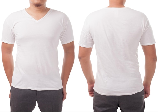 White VNeck Shirt Design Template