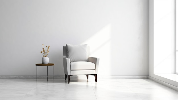 White wall interior living room with armchair AI generated