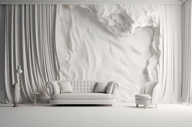 White wall and white sofa background