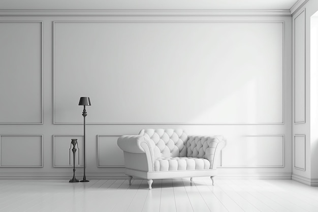 White wall and white sofa background