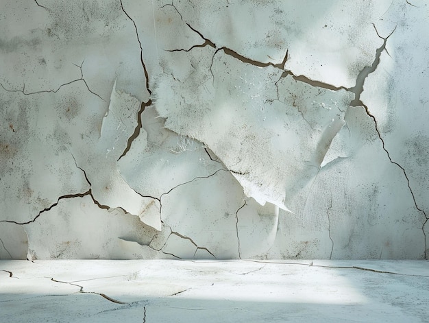 a white wall with a cracked and cracked area