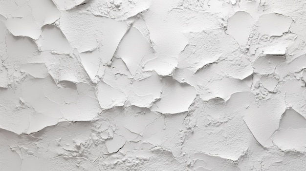 A white wall with cracked paint and a small amount of paint on it.