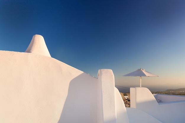 White walls of the buildings on Santorini Island Greece