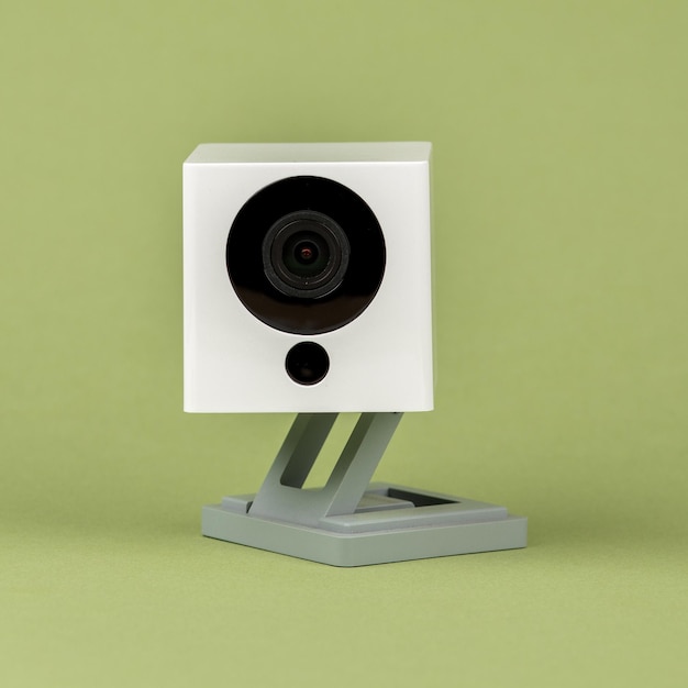 Photo white webcam on green background object internet technology concept