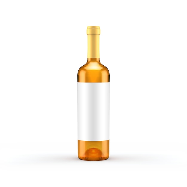 White wine bottle isolated. 3d illustration, 3d rendering.