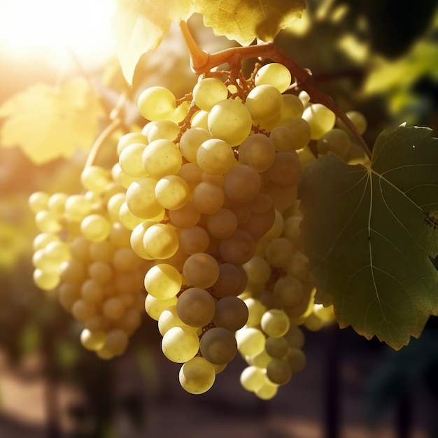 White wine grapes on vine