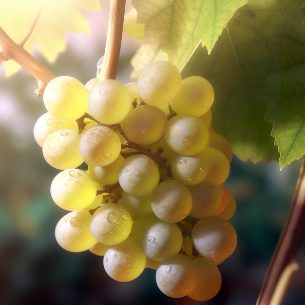 White wine grapes on vine