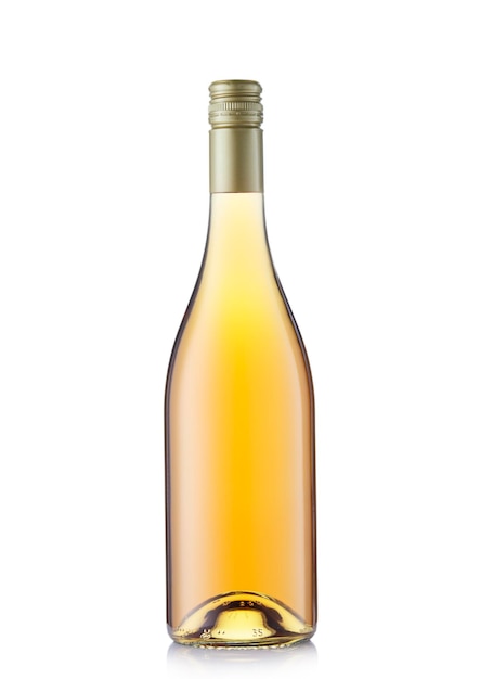 White wine with golden top on white