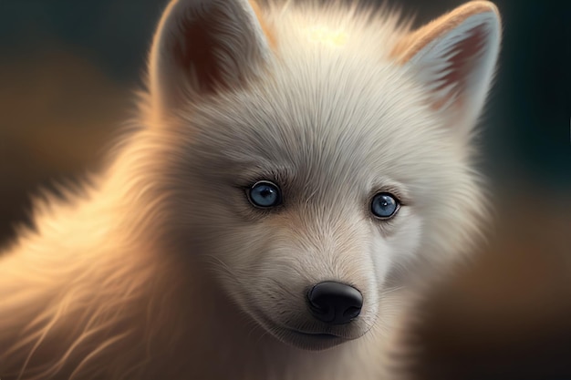 A white wolf with blue eyes