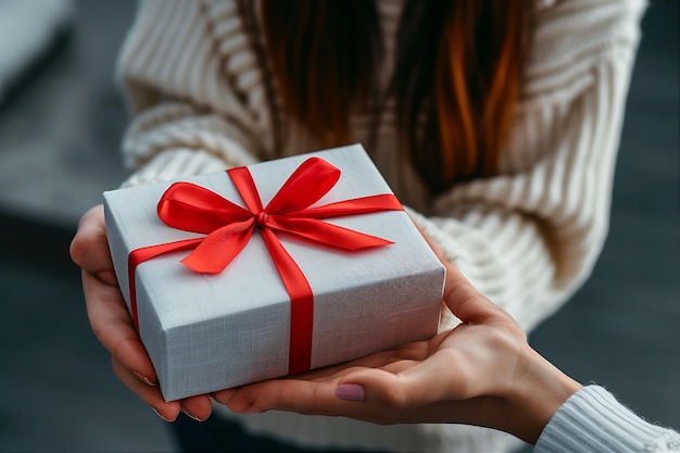 White Woman Giving Man White Love Gift Box