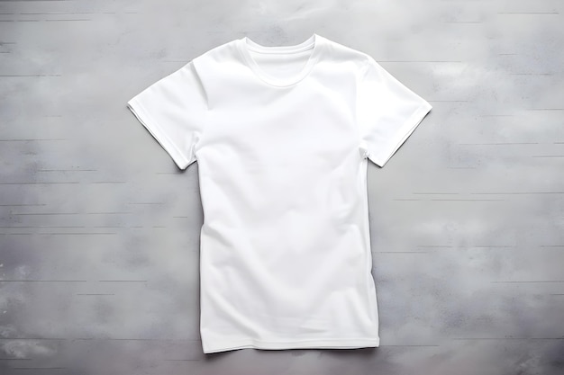 White women tshirt mockup on dark concrete background Design t shirt template print presentation mock up Top view flat lay AI generated