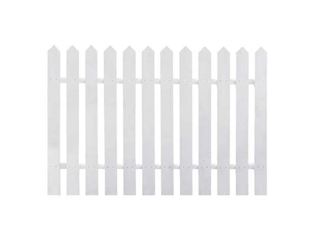 White wooden fence is isolated on a white background.