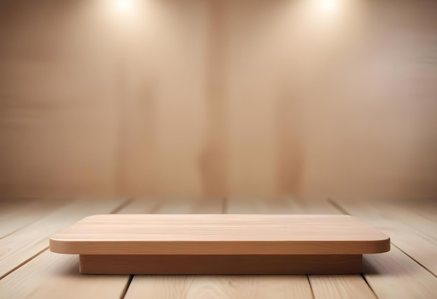 white wooden surface with product podiums