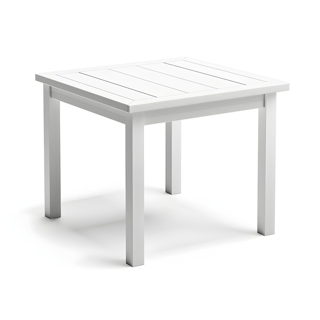 Photo a white wooden table with a white bench on it