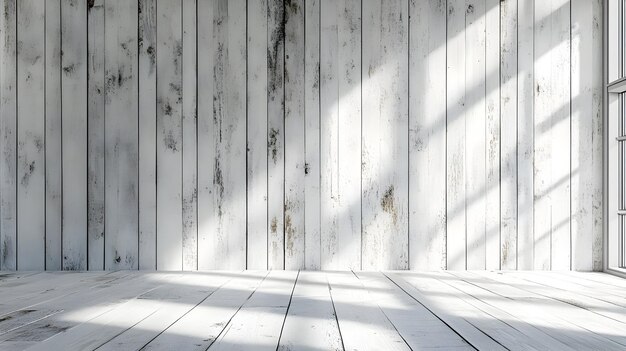 White Wooden Wall And Floor 3D Render