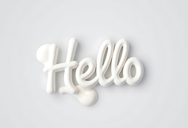 a white word hello is on a white background