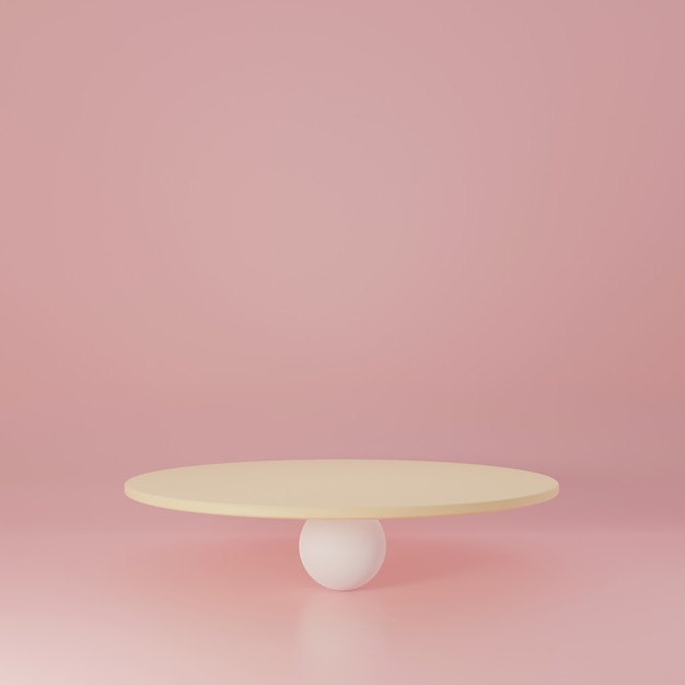 white and yellow cylinder Product Stand in pink room ,Studio Scene For Product ,minimal design,3D rendering