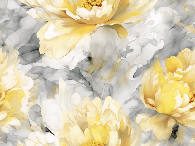 A white and yellow flower wallpaper that says yellow flowers.