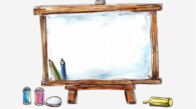 Whiteboard for Markers Watercolor Illustration