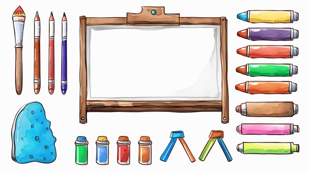 Whiteboard for Markers Watercolor Illustration