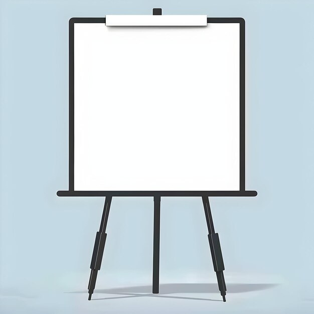 Photo whiteboard with black frame and stand isolated on background presentation and teaching tool