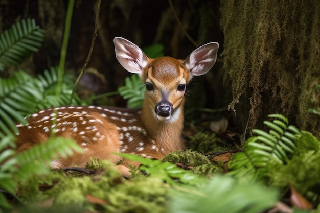 Whitetail Fawn39s Newborn Resting in Green Fern