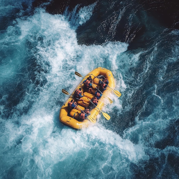 Whitewater Rafting through Thrilling Rapids on River